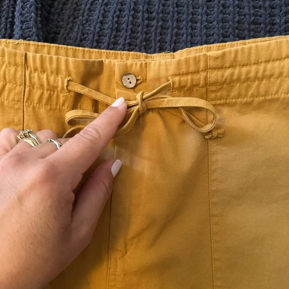 Anthropologie Mustard Drawstring Pocket Skirt - Women size L nwot - Picture 8 of 10